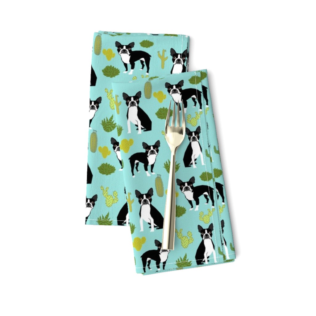 boston terrier cactus mint summer desert kids mint dogs puppy pets pet boston terrier fabrics