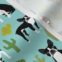 boston terrier cactus mint summer desert kids mint dogs puppy pets pet boston terrier fabrics