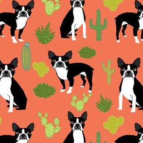 boston terrier dogs cactus orange summer kids trendy cacti cactuses dog dogs desert arizona trendy dog print