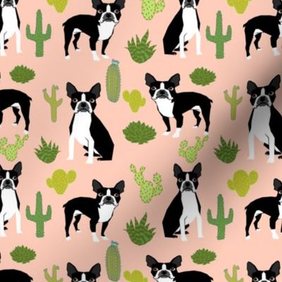 boston terrier dogs dog pink cactus cacti kids summer pink girls sweet dog print