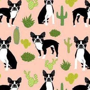 boston terrier dogs dog pink cactus cacti kids summer pink girls sweet dog print