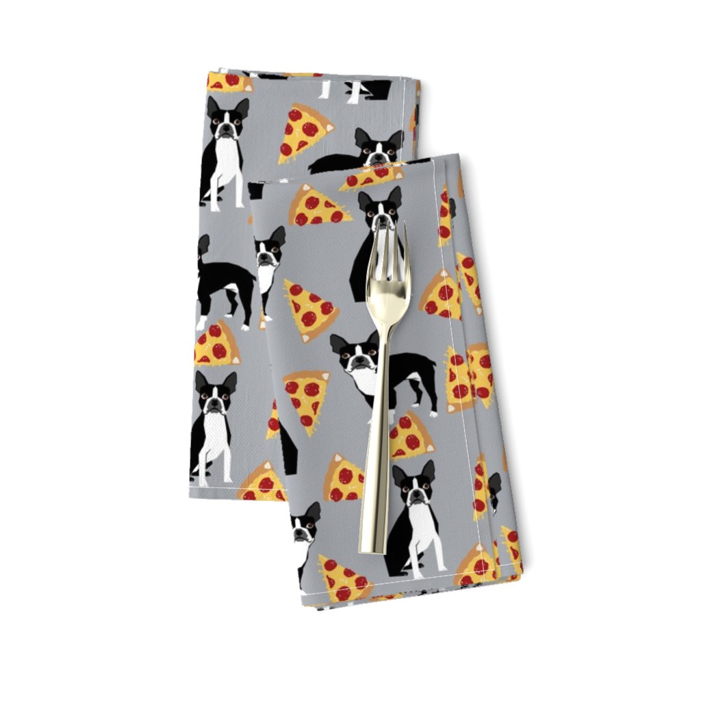 boston terrier dog pizza grey pizzas food trendy hipster dog fabric