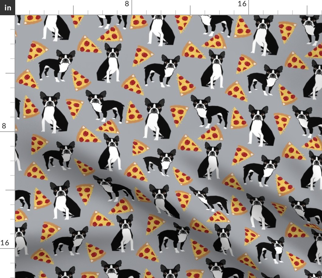 boston terrier dog pizza grey pizzas food trendy hipster dog fabric