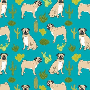 pugs and cactus pet dog pet doggy cactuses cute trendy plants turquoise dog owners