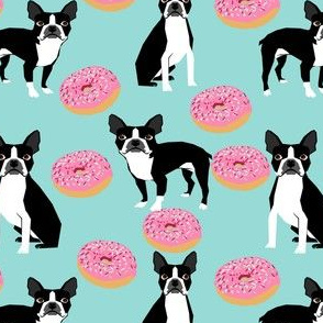 boston terriers donuts pink mint cute sweet dogs dog design pets food novelty