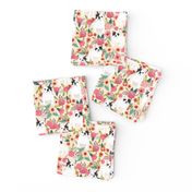 french bulldogs flowers fabric cute florals cream girls sweet floral french bulldog flower print