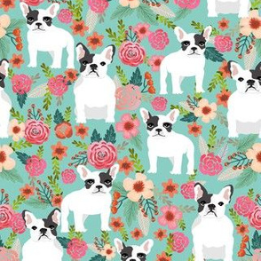 french bulldogs bulldog florals flowers vintage mint sweet spring flowers