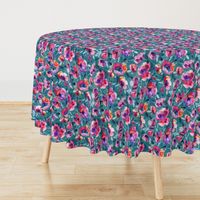 June Evening watercolor floral in magenta and teal - large print