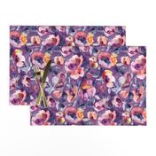 May Afternoon purple and peach watercolor floral - large