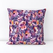 May Afternoon purple and peach watercolor floral - large