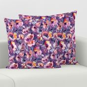 May Afternoon purple and peach watercolor floral - large