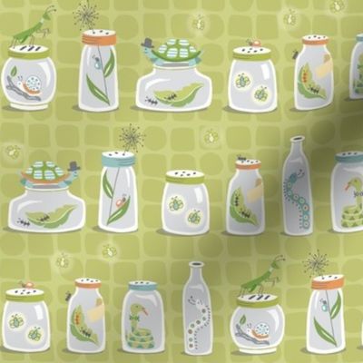 Bug Jars on Green