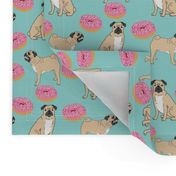 pug donuts sprinkles mint pastel dog breed pattern fabric pugs