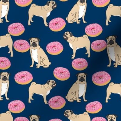 pug dog donuts navy blue pink sprinkles junk food sweet treat