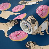 pug dog donuts navy blue pink sprinkles junk food sweet treat