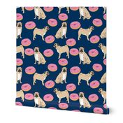 pug dog donuts navy blue pink sprinkles junk food sweet treat