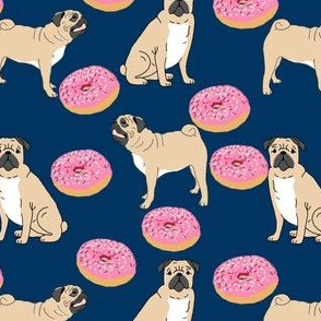pug dog donuts navy blue pink sprinkles junk food sweet treat