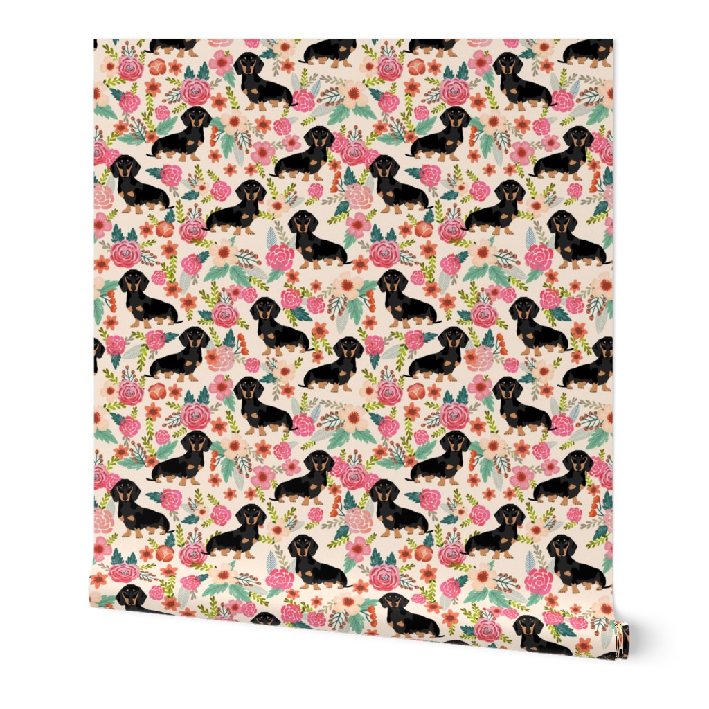 doxie  flowers florals dachshund dachshunds fabric dog cute pet dog fabric for baby leggings cute girls sweet flowers