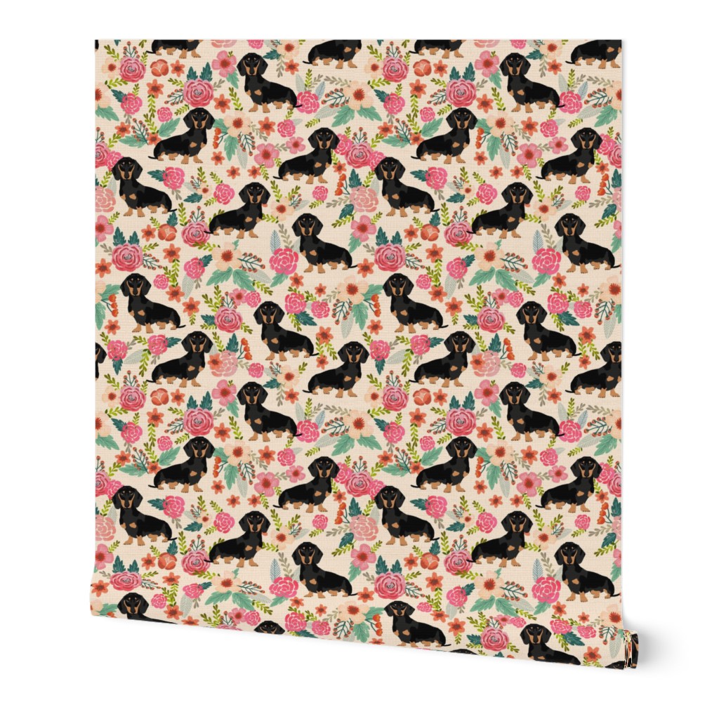 doxie  flowers florals dachshund dachshunds fabric dog cute pet dog fabric for baby leggings cute girls sweet flowers