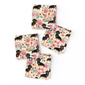 doxie  flowers florals dachshund dachshunds fabric dog cute pet dog fabric for baby leggings cute girls sweet flowers