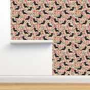 doxie  flowers florals dachshund dachshunds fabric dog cute pet dog fabric for baby leggings cute girls sweet flowers