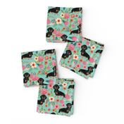 doxie dog dachshund dachshunds fabric cute flowers mint girls sweet baby clothing fabric organic fabric for babies