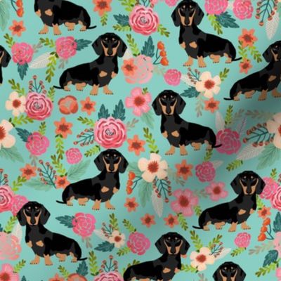 doxie dog dachshund dachshunds fabric cute flowers mint girls sweet baby clothing fabric organic fabric for babies