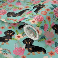 doxie dog dachshund dachshunds fabric cute flowers mint girls sweet baby clothing fabric organic fabric for babies