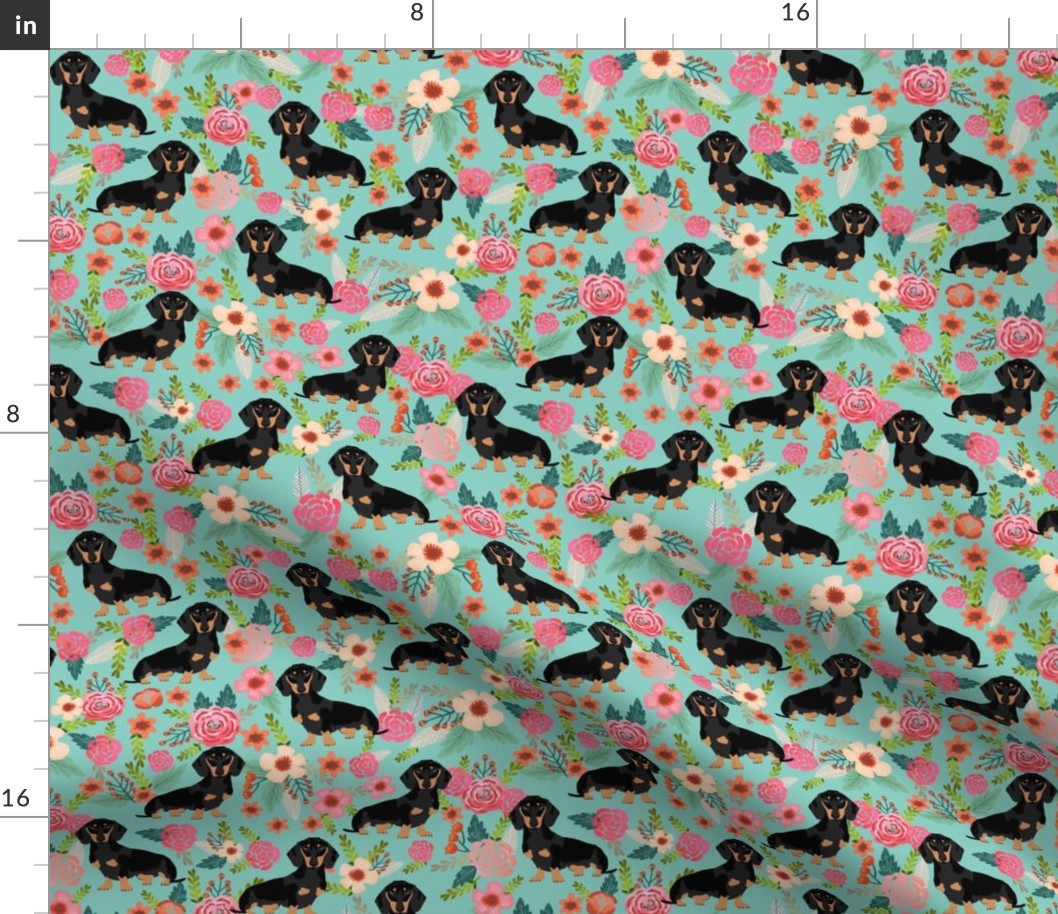 doxie dog dachshund dachshunds fabric cute flowers mint girls sweet baby clothing fabric organic fabric for babies