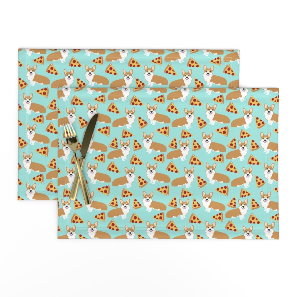 corgi pizza mint dog pet dogs corgis cute  mint pizza food novelty fabric