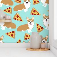 corgi pizza mint dog pet dogs corgis cute  mint pizza food novelty fabric