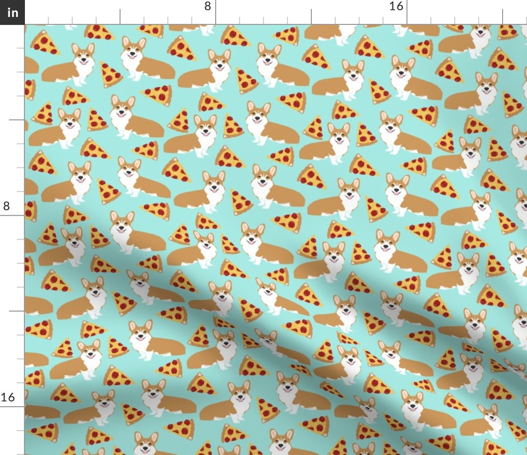 corgi pizza mint dog pet dogs corgis cute  mint pizza food novelty fabric