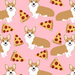 corgi pizza food cute pink dog dogs cute food novelty print