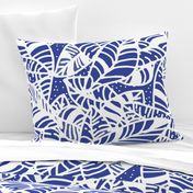 Indigo White Batik Leaves - Large 200