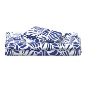 Indigo White Batik Leaves - Large 200