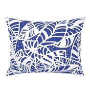 Indigo White Batik Leaves - Large 200