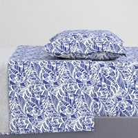 Indigo White Batik Leaves - Small 650