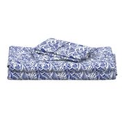 Indigo White Batik Leaves - Small 650