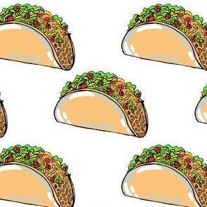 Tacos on white 2.5" x 2" 