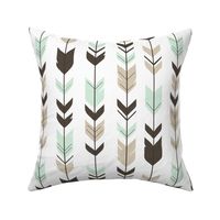 Arrow Feather-taupe/brown/mint on white - Softwood