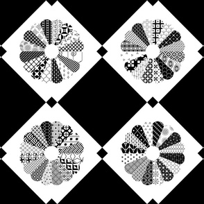 Cheater Quilt Dresdens Plate Pattern Black