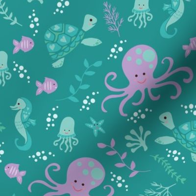 Under the Sea - Octopus on Teal