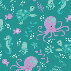 Under the Sea - Octopus on Teal