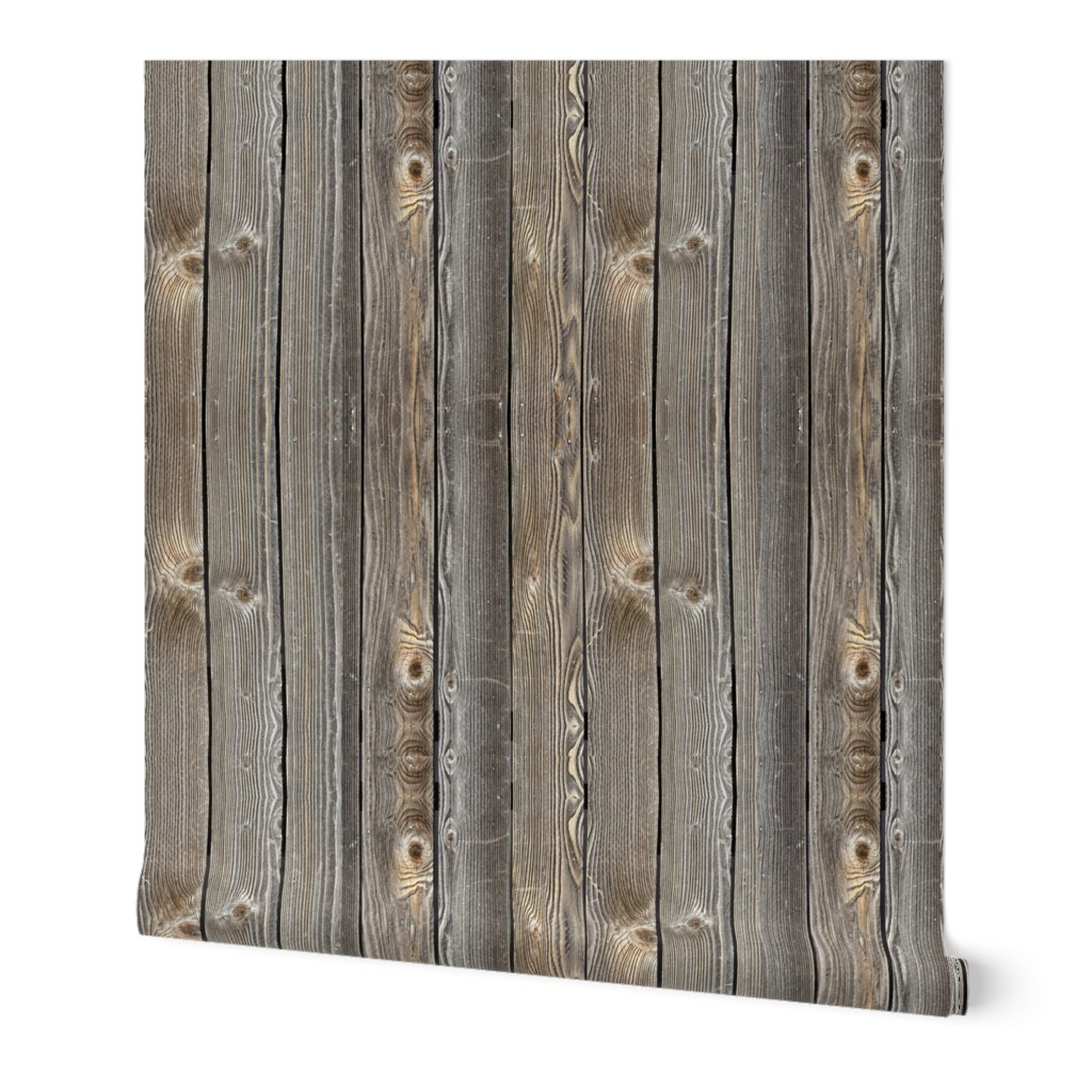 Weathered Wood Planks Wallpaper | Spoonflower