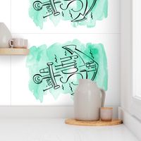 Live A Salty Life Tea Towel - Nautical Anchor Aqua Watercolor