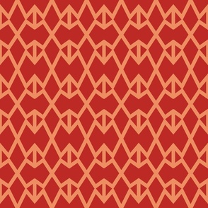 Angular Lattice in Poppy Red and Peach