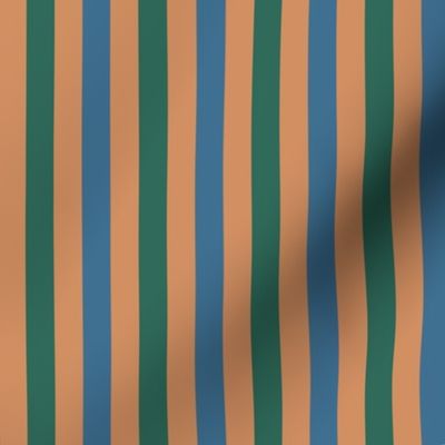 AWK2- Tricolor Stripes in Peach - Green - Teal Blue