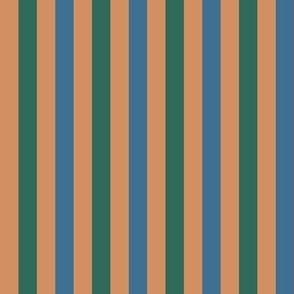 AWK2- Tricolor Stripes in Peach - Green - Teal Blue