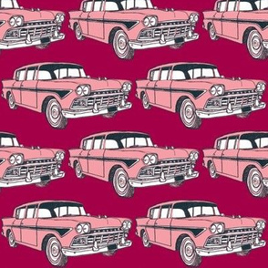 Pink and Black 1958 Rambler Custom on red background