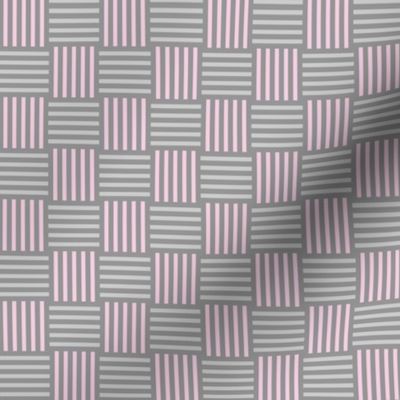 Simple Basketweave Pink and Gray Checkerboard Woven Blocks